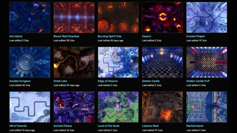 Danh sách một số bản đồ trong Anime Vanguards như Ant Island, Double Dungeon, Golden Castle